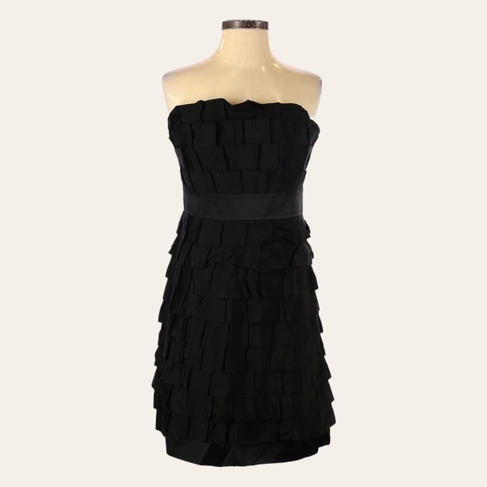 Phoebe Couture Little Black Dress Strapless Cocktail Mini Boned Bodice NWT 8